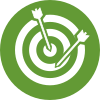 Icon of bullseye with two arrows.