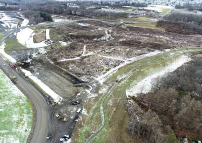 Aerial of mine-scarred property with highly irregular topography.